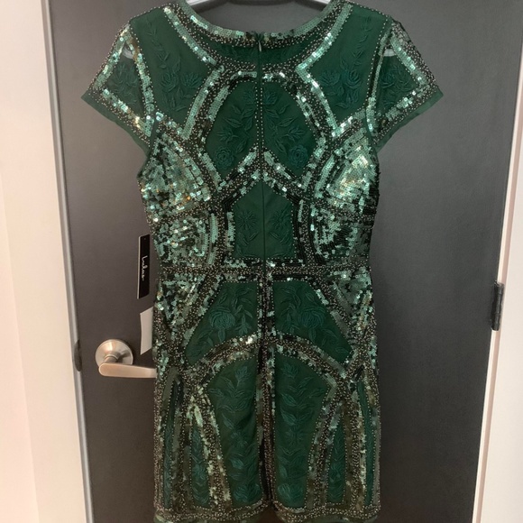 Lulu's Emerald Green Sequin Embroidered Bodycon Dress (New) - Picture 2 of 4